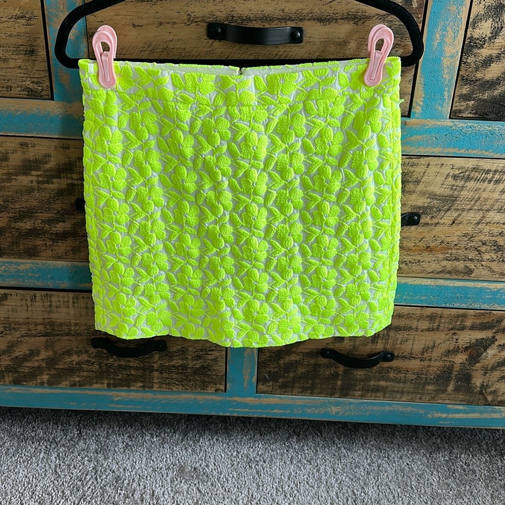 🥎NWOT🥎 J. Crew Yellow Green Smocked Mini Skirt Night Out